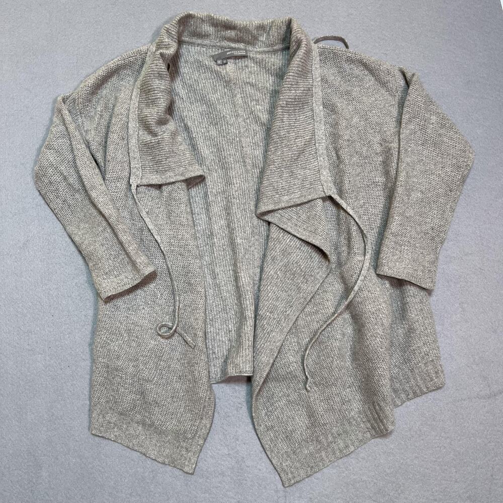 360 Sweater Cardigan Sweater Womens Medium Gray 100% Cashmere Belted Open Front